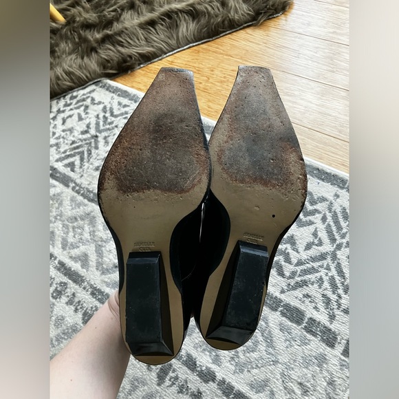 Robert Clergerie Black coated leather tapered toe lace up with geometric heel - Picture 14 of 14